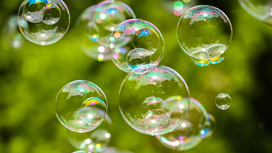 Bubbles against a background of green